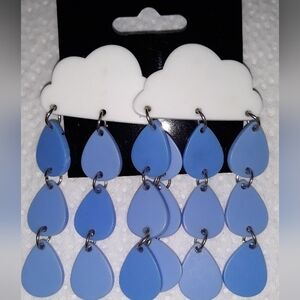 Earrings White Clouds Blue Rain Drop Earrings Dangle Women’s Costume Jewely